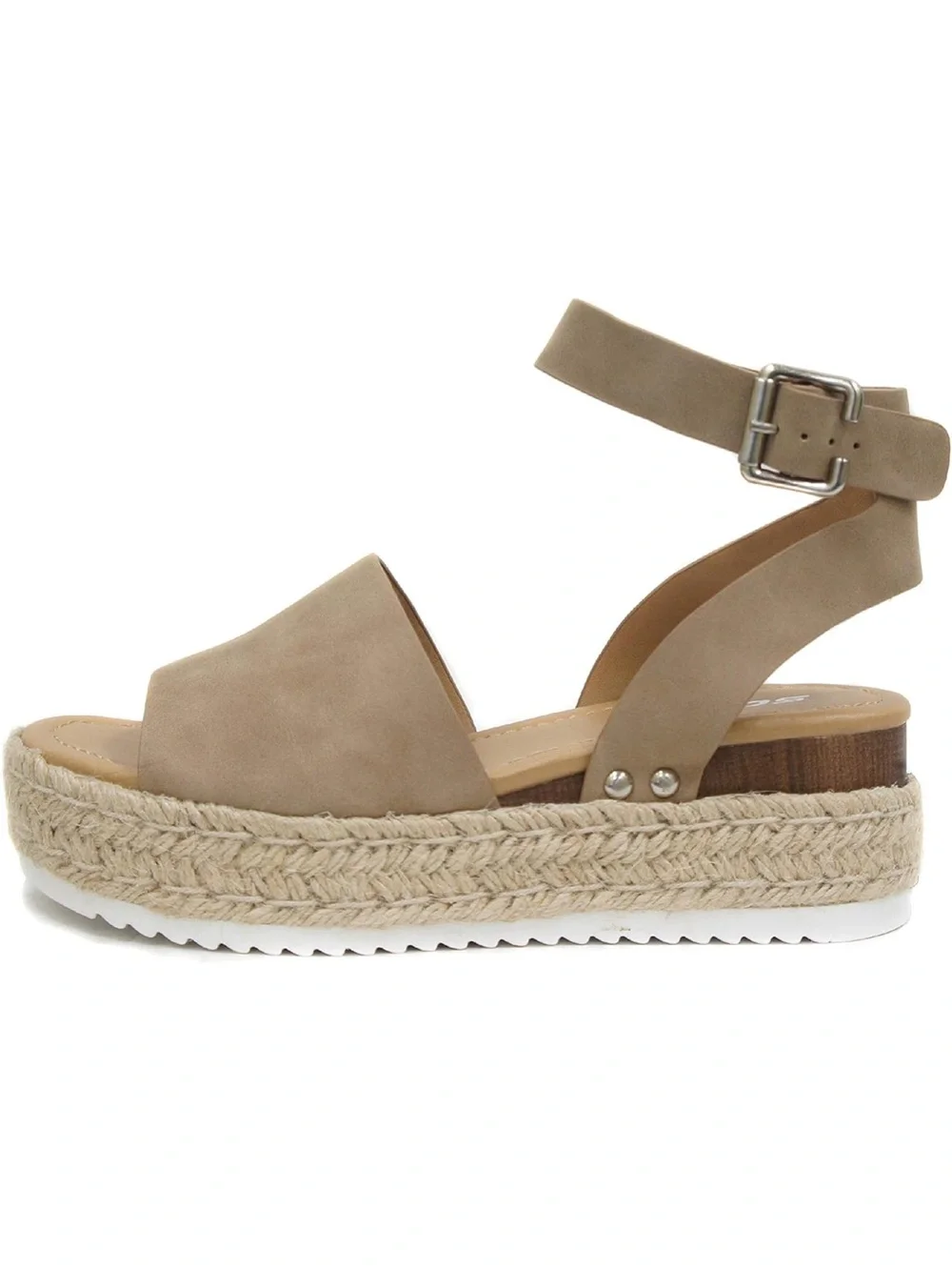 Soda Topic Open Toe Buckle Ankle Strap Espadrilles Flatform Wedge Casual Sandal